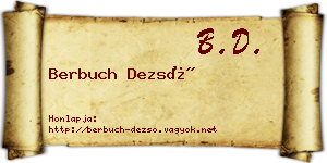 Berbuch Dezső névjegykártya